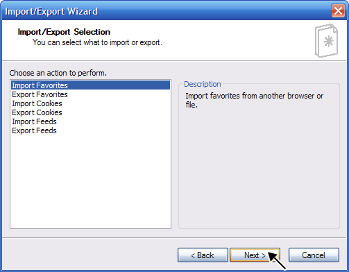 import favorites to IE7