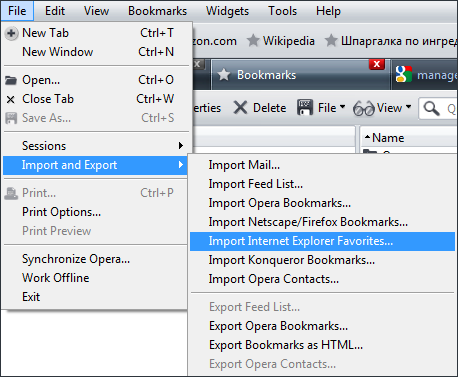 export and import your Opera bookmarks