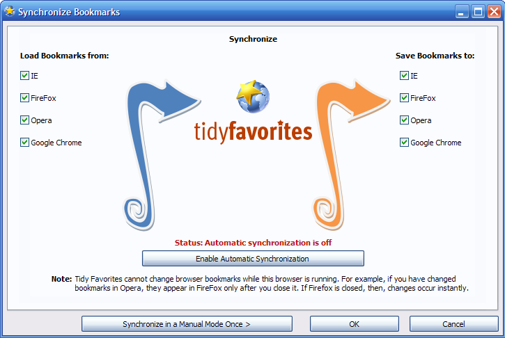 synchronize bookmarks wizard